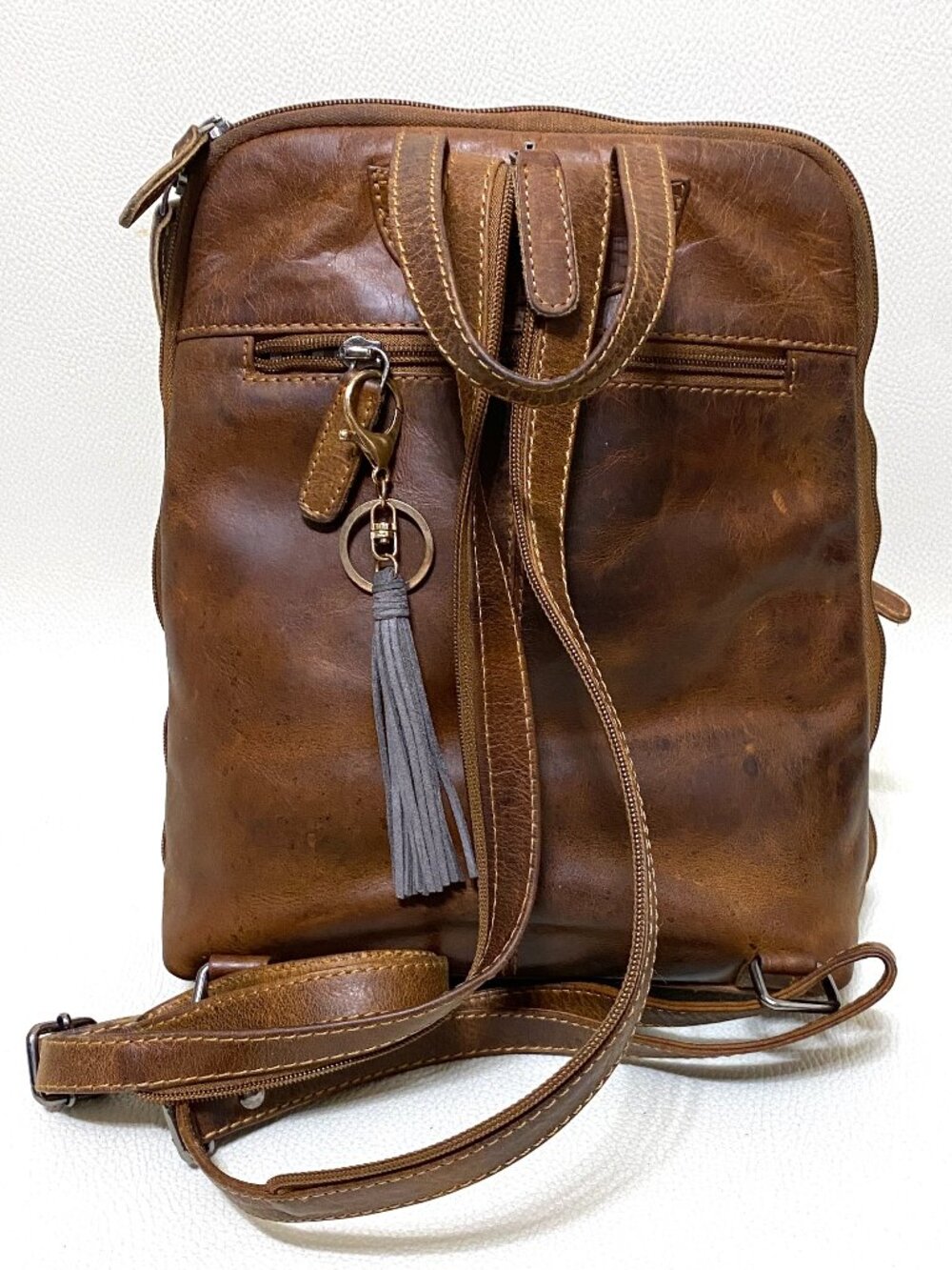 Green Wood Australia Vintage Brown Leather Backpack Bag